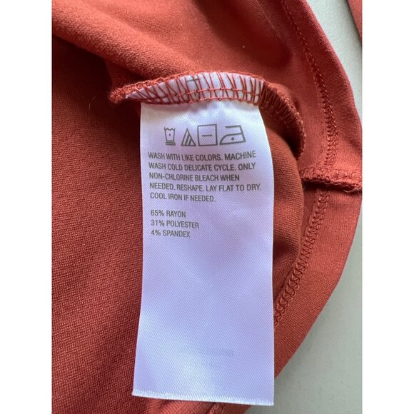 BEAUTIFUL by Lawrence Zarian Ponte VNeck Long Sleeve Seamed Top Size Medium Clay - Picture 5 of 8